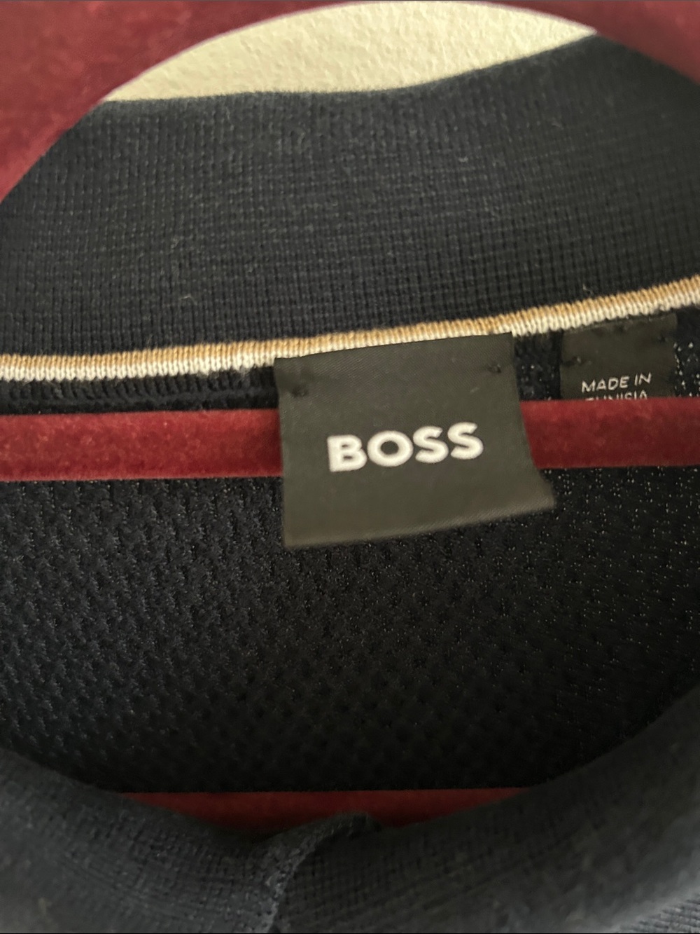BOSS Navy Polo with White Trim - Picture 3 of 5